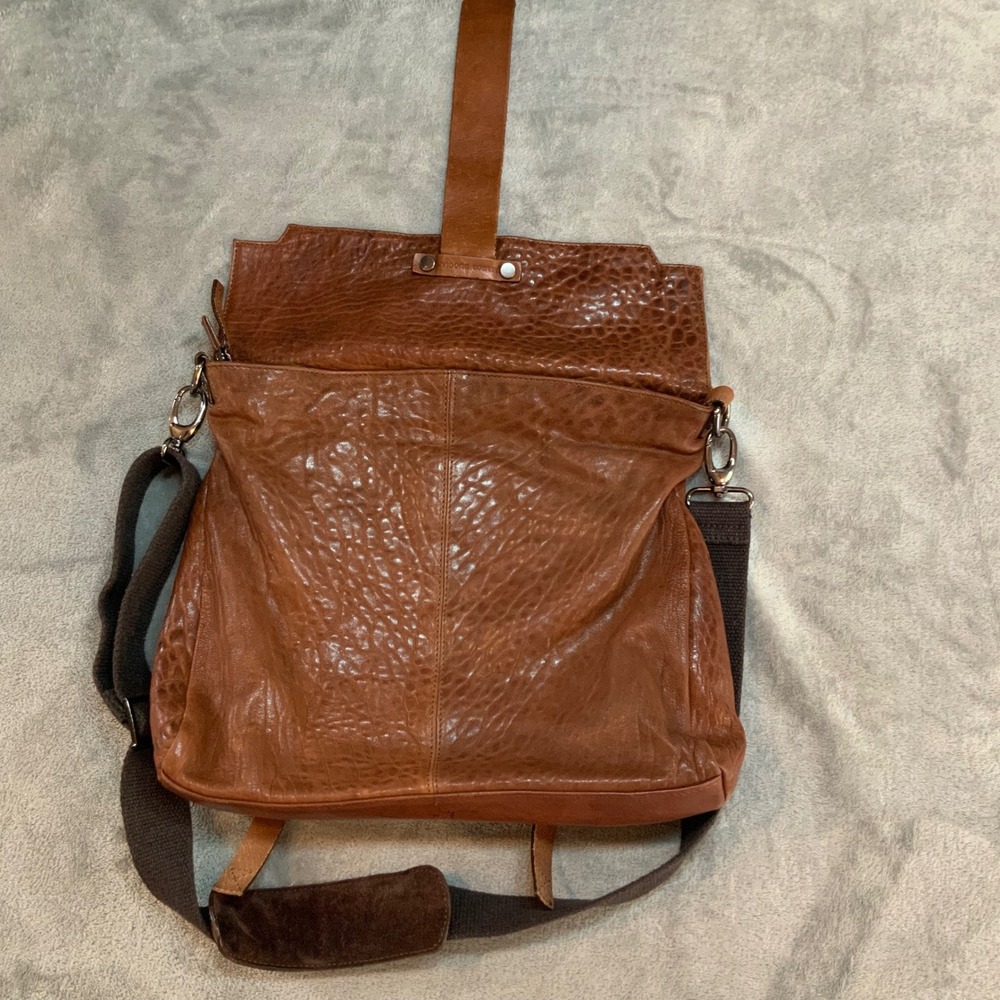 Marco Buggiani Brown Leather Messenger Bag Made in Italy Crossbody Cognac - Picture 2 of 11